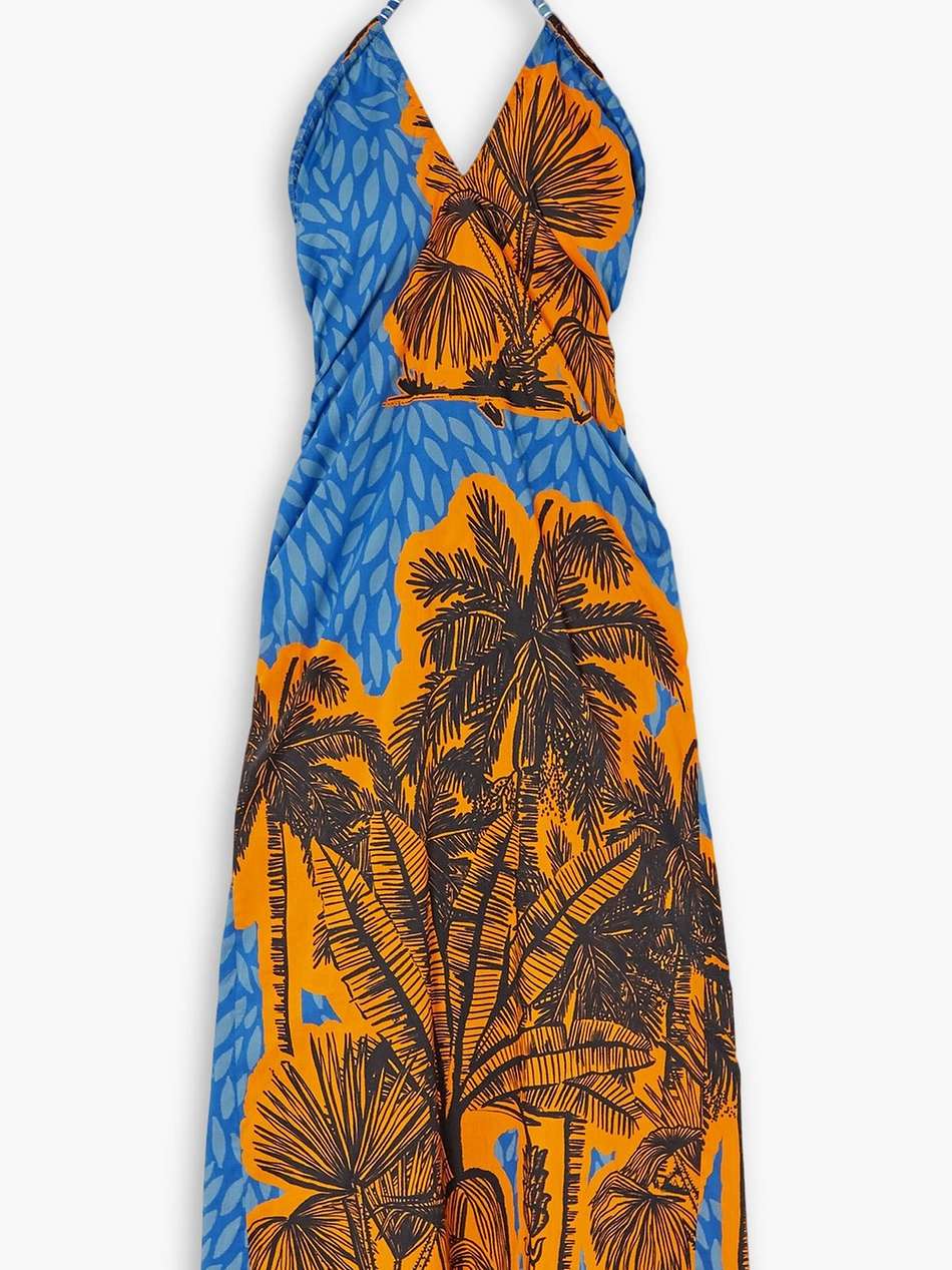 vida salvaje printed cotton midi dress