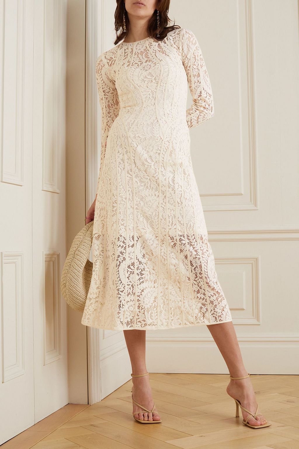 ZIMMERMANN Devi cotton-blend guipure lace midi dress