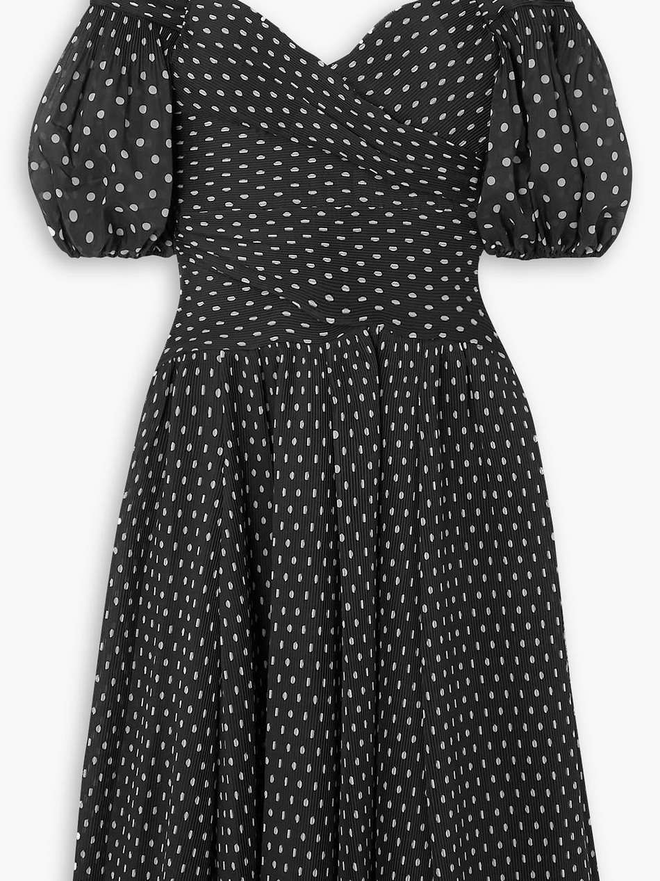 polka-dot plissé-chiffon midi dress