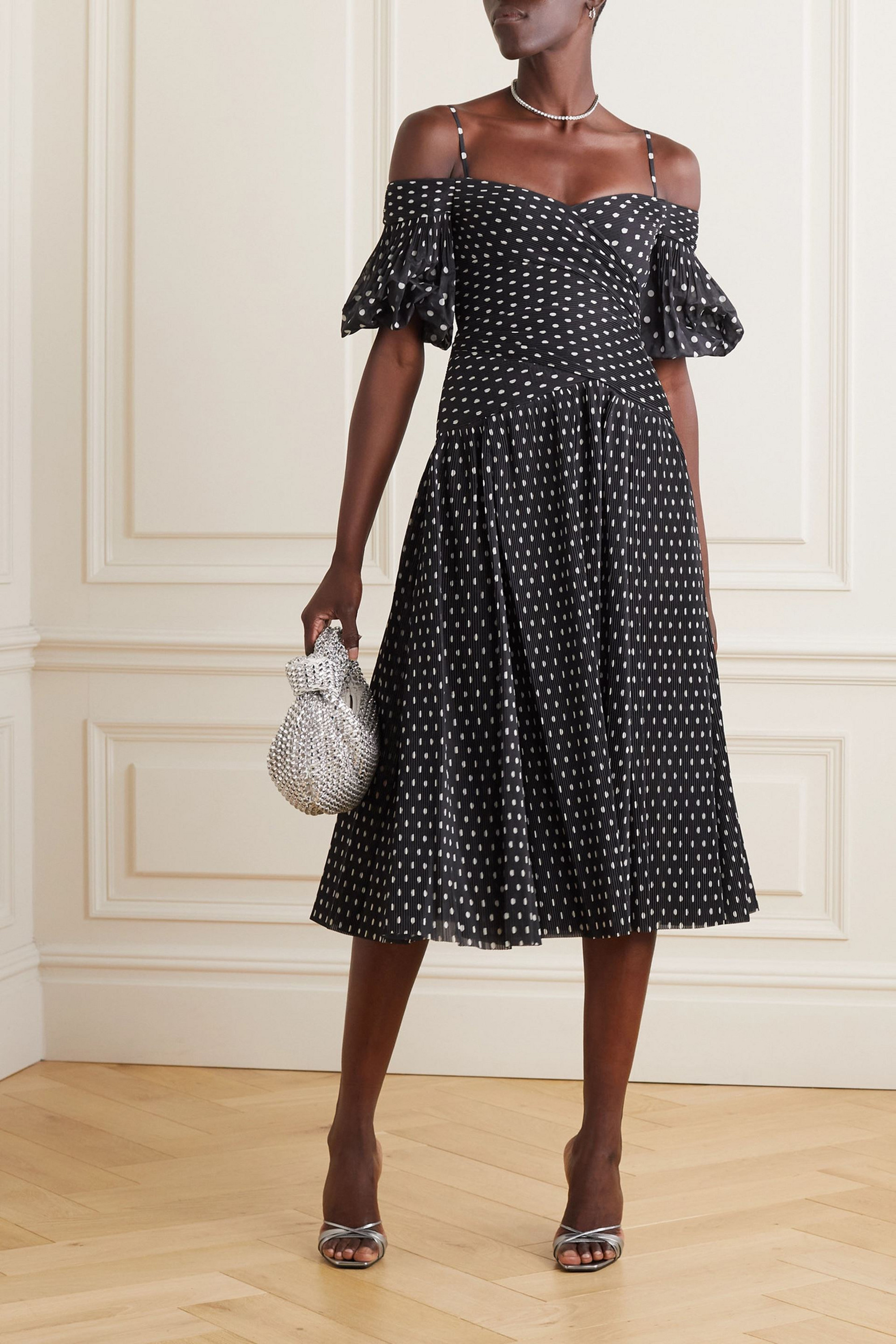 Zimmermann Polka-dot plissé-chiffon midi dress