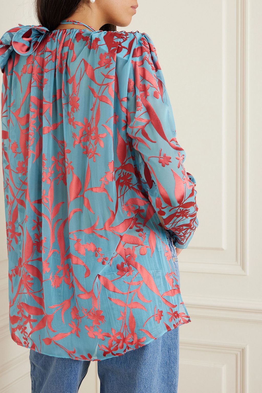 MAGDA BUTRYM Appliquéd devoré-chiffon blouse
