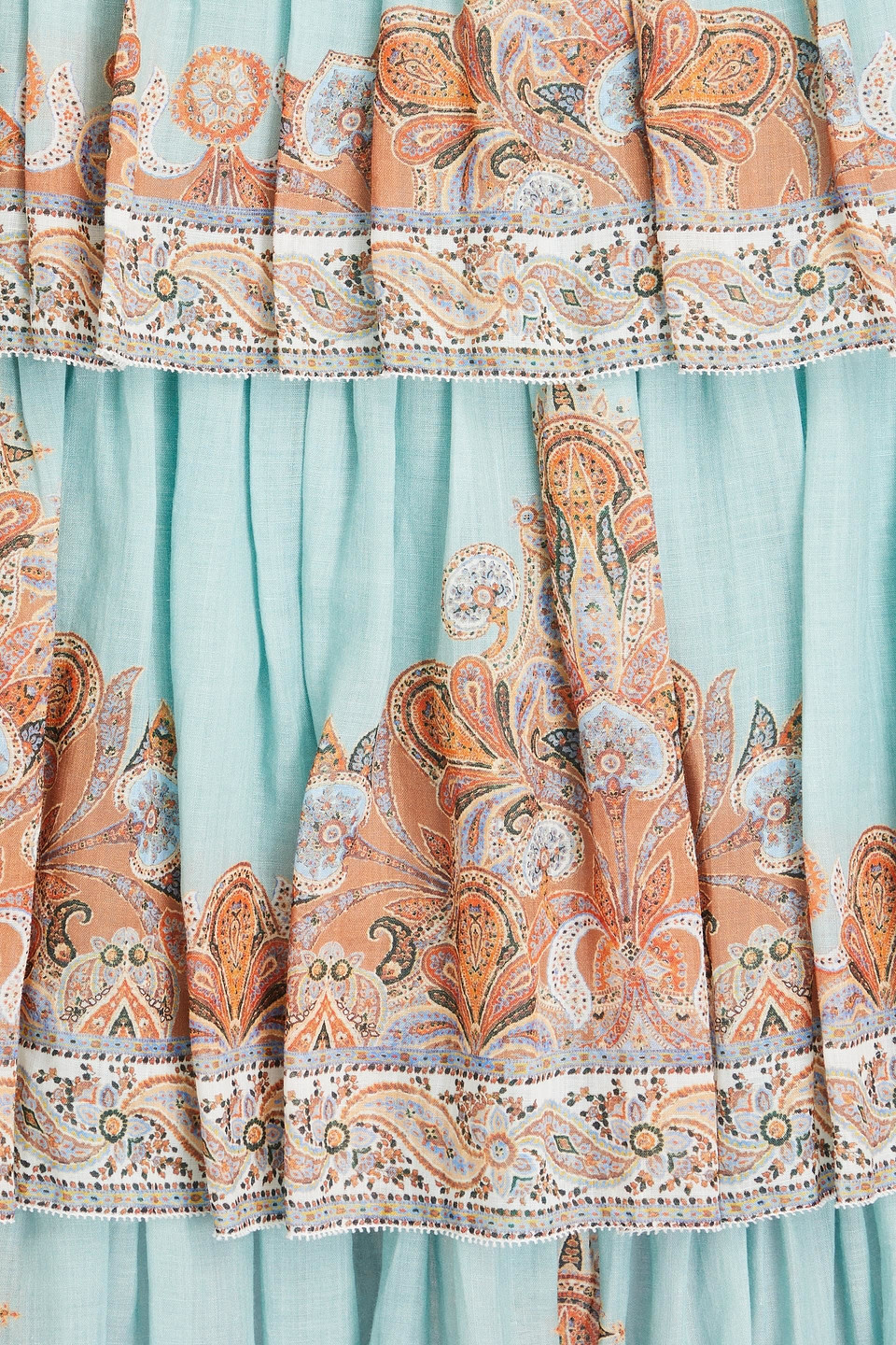 ZIMMERMANN TIERED PAISLEY-PRINT RAMIE MIDI SKIRT