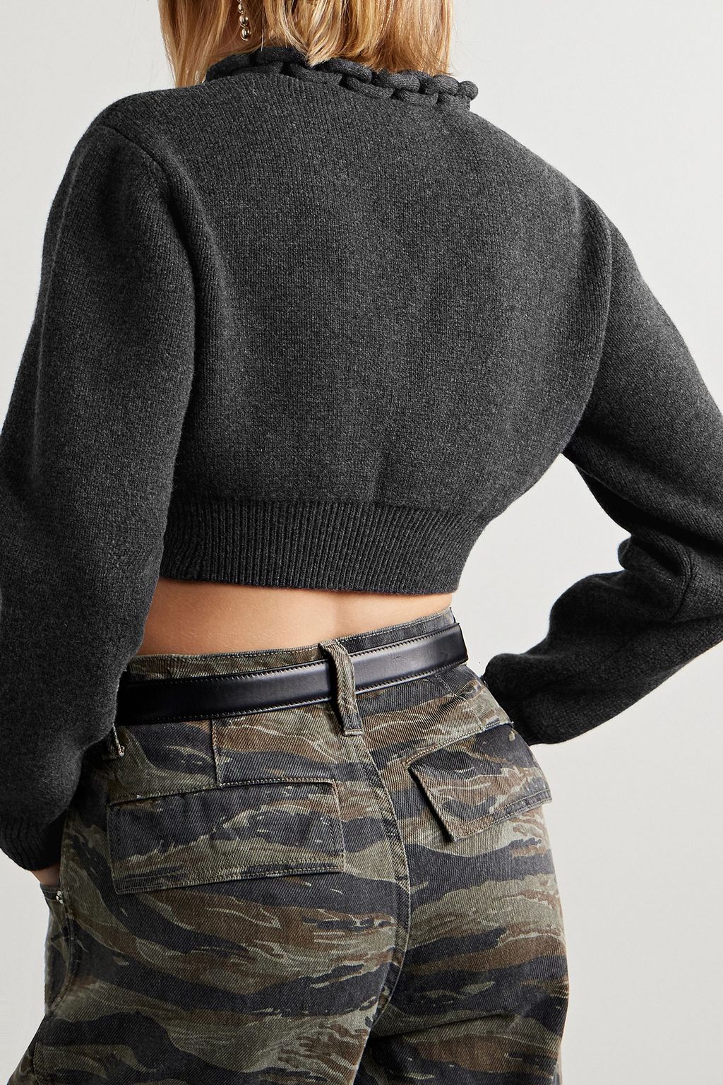 ALEXANDER WANG ウール＆カシミヤ混 クロップドカーディガン チェーン付き