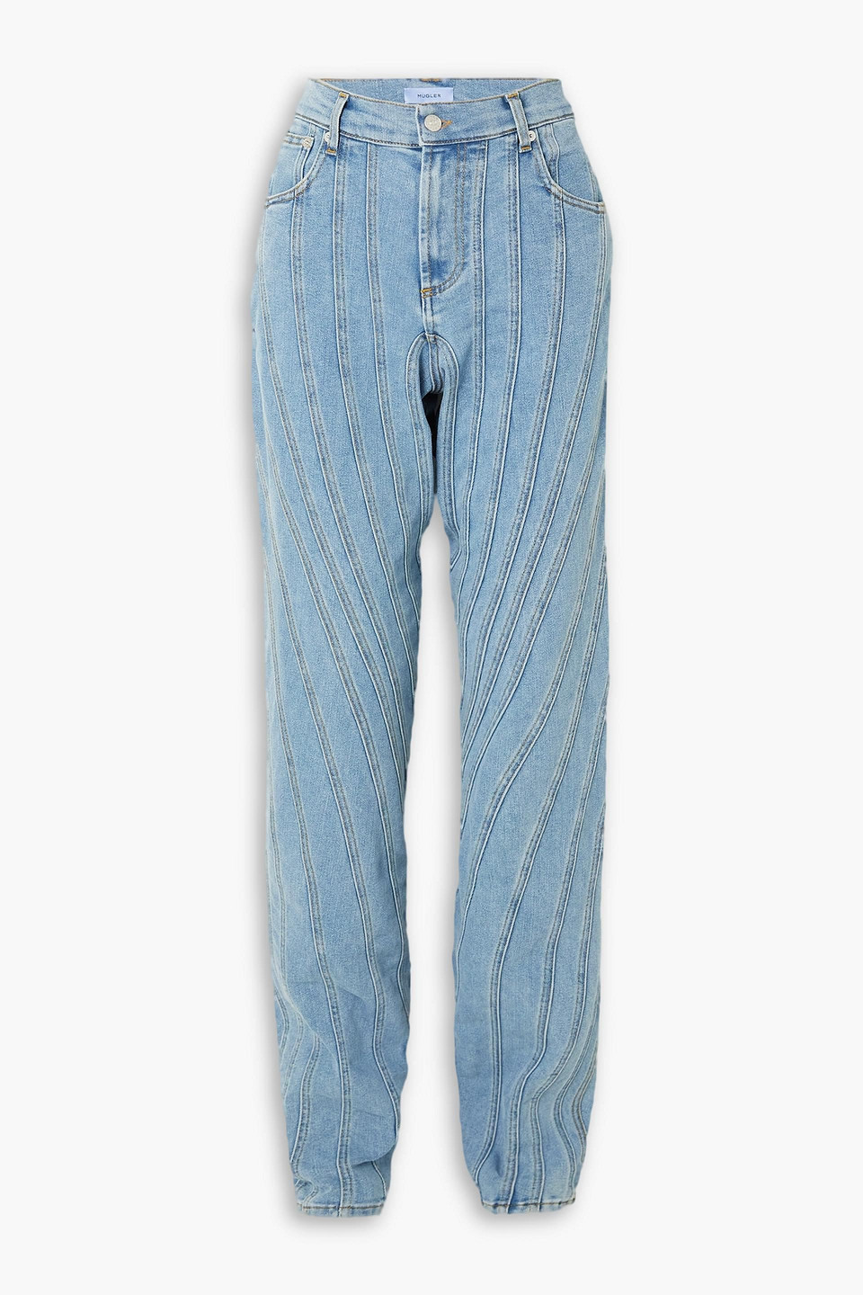Paneled straight-leg jeans