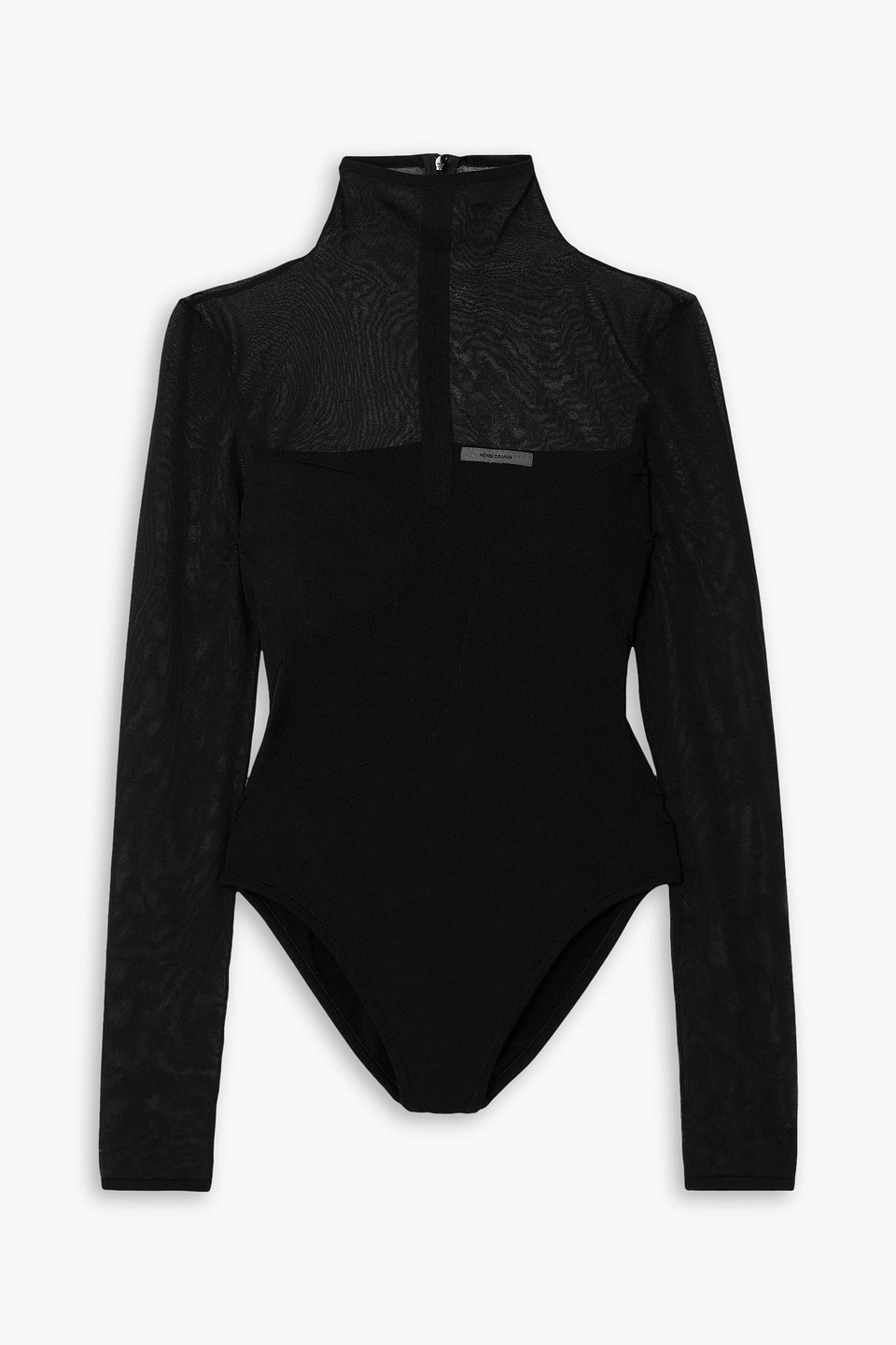 Nensi Dojaka Jersey And Tulle Bodysuit In Black