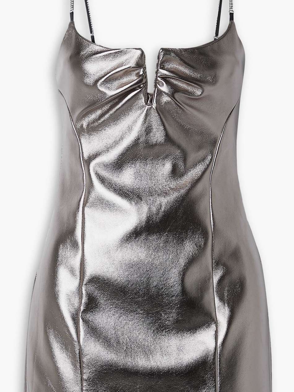 cruz crystal-embellished metallic faux leather mini dress