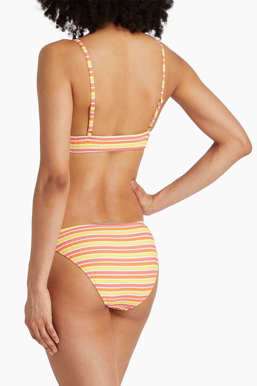 SOLID & STRIPED قطعة بيكيني سفلية "ذي رايتشل" بخصر منخفض الارتفاع وتصميم مخطط ومضلّع