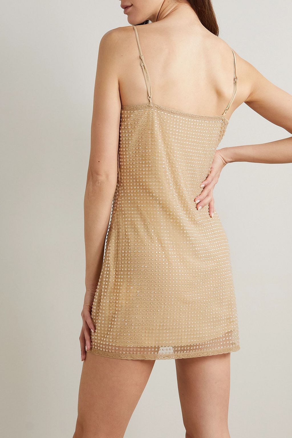 ALEXANDER WANG Crystal-embellished tulle mini slip dress