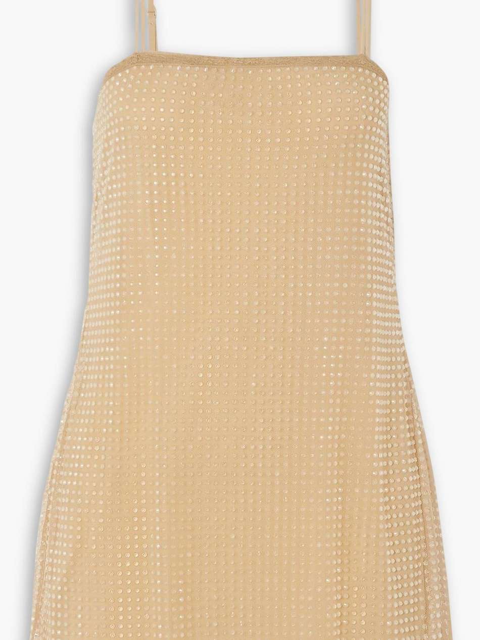crystal-embellished tulle mini dress