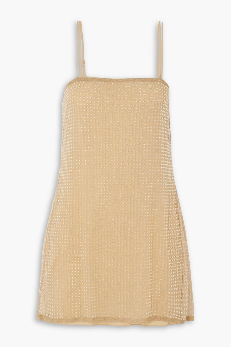 Alexander Wang Crystal-embellished Tulle Mini Dress In Sand