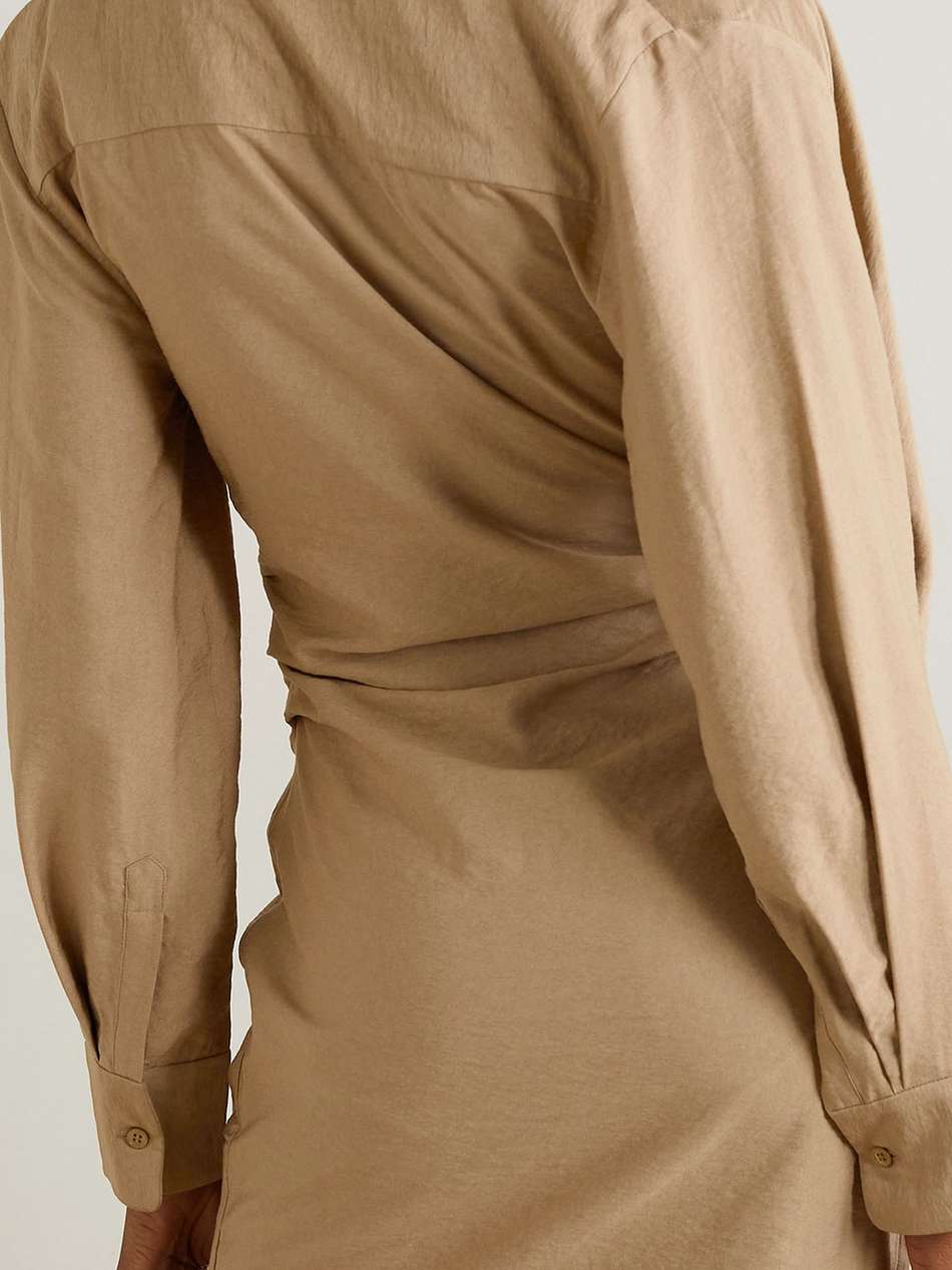 bahia draped knotted twill mini dress