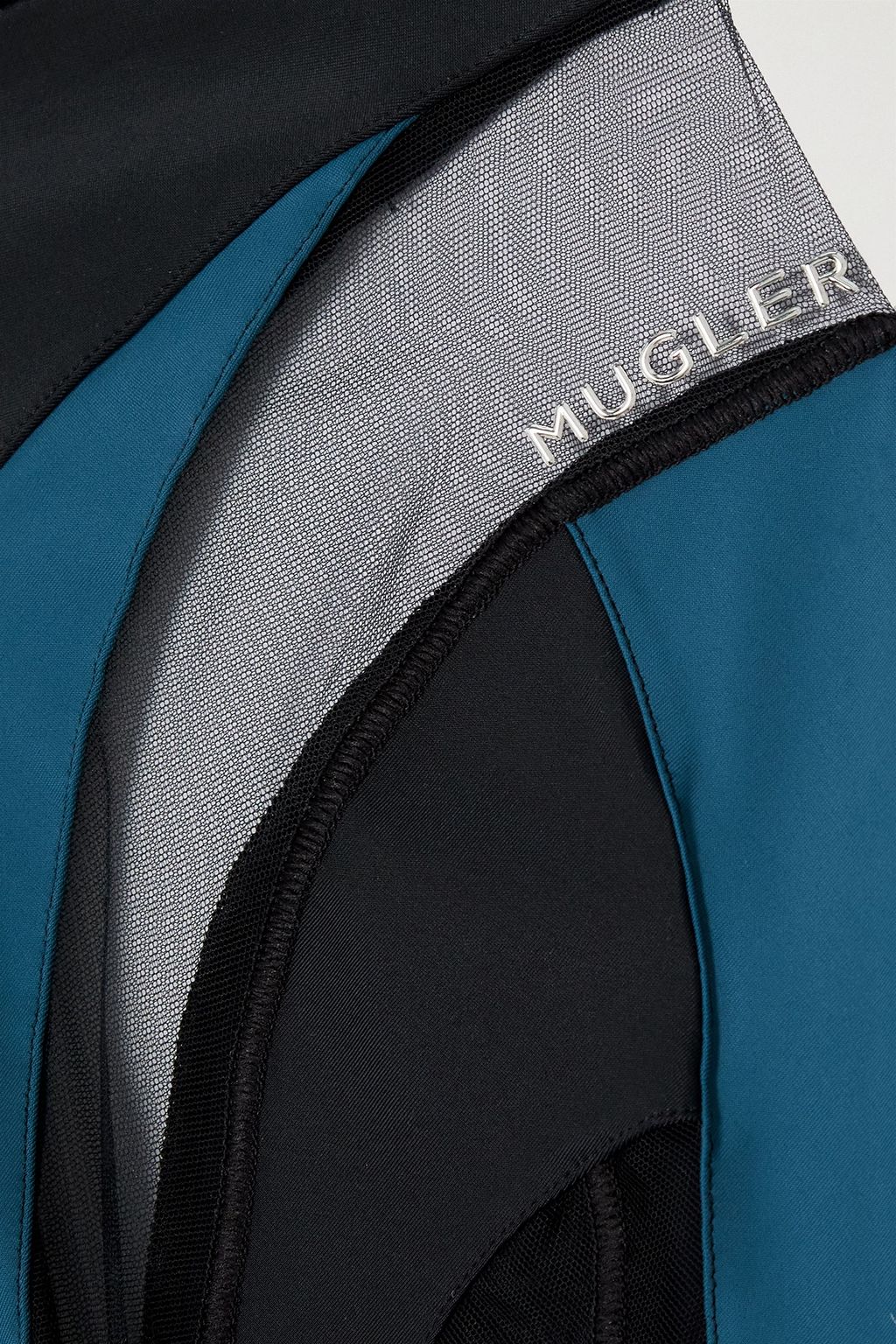 MUGLER 스파이럴 스트레치 저지 튤 스터럽 레깅스