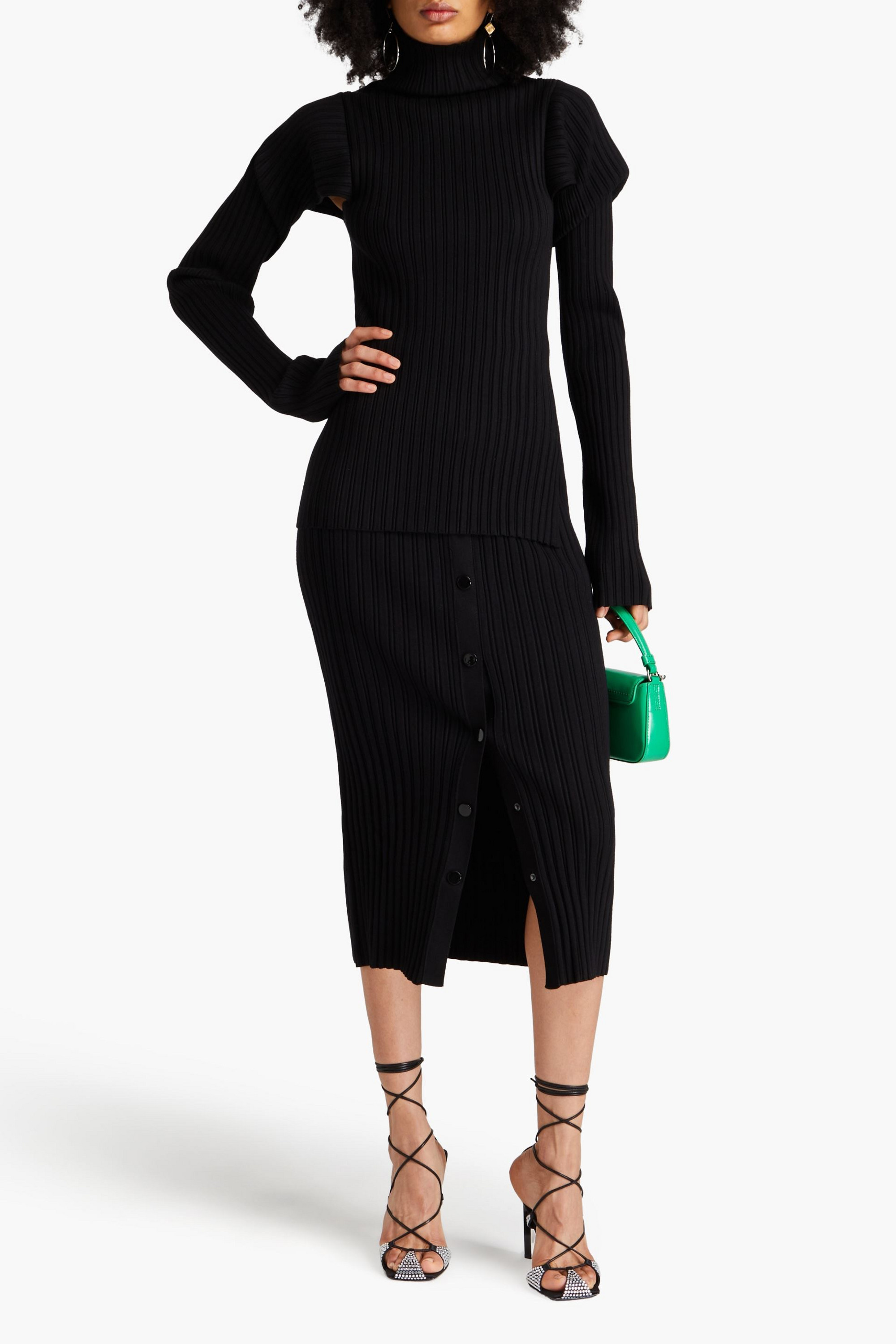 Philosophy di Lorenzo Serafini Cutout ribbed-knit turtleneck sweater
