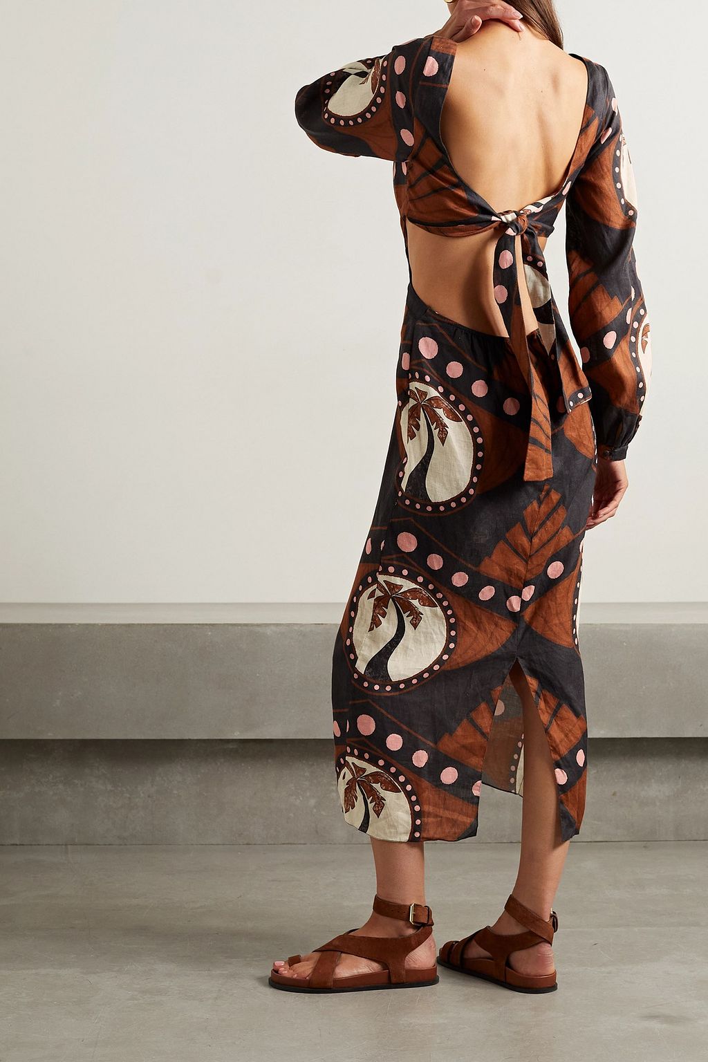 JOHANNA ORTIZ Confianza Colectiva cutout printed linen midi dress