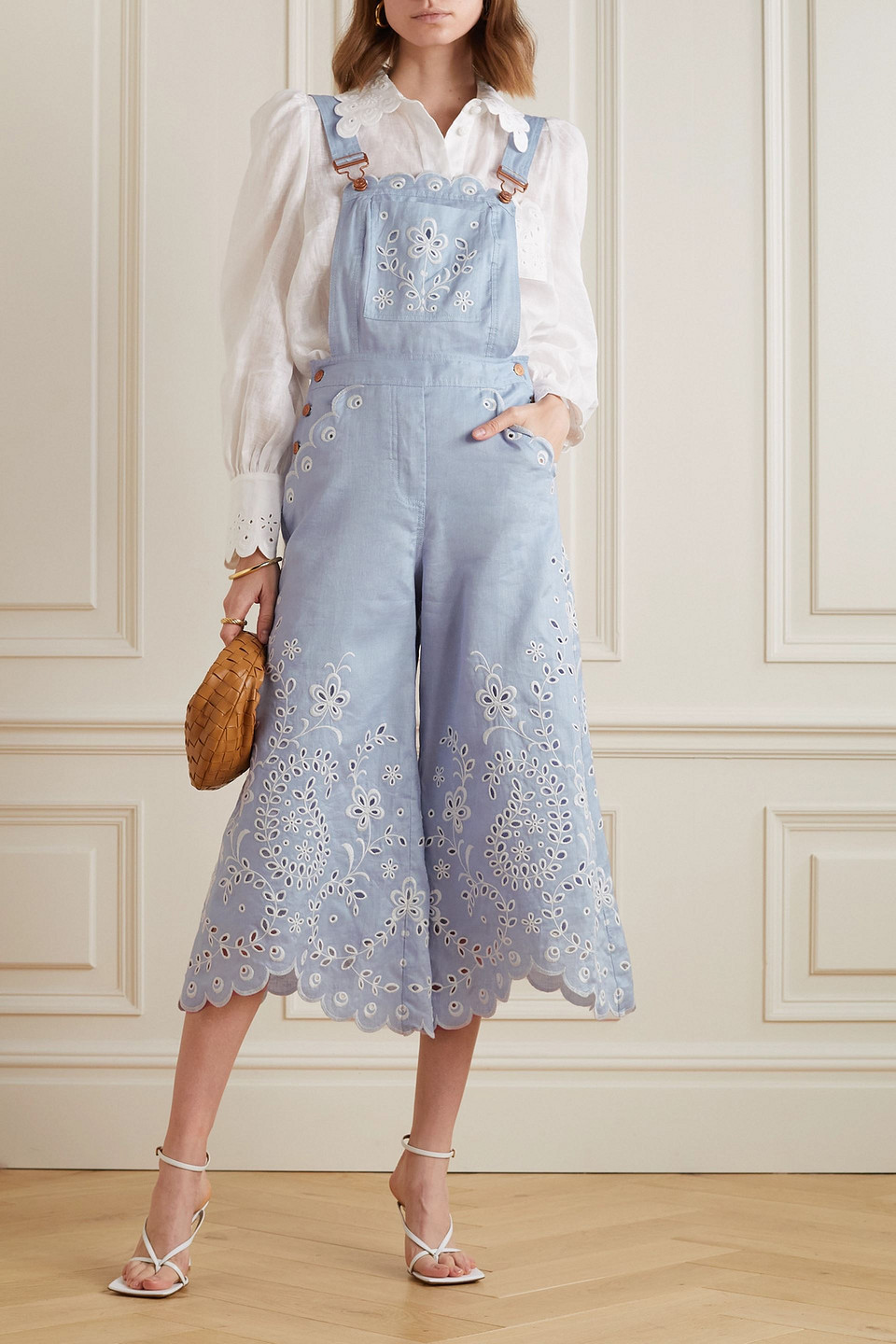 Zimmermann Clover cropped broderie anglaise linen jumpsuit Smart Closet