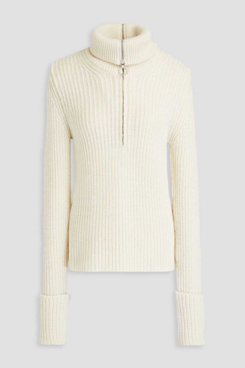 Ribbed wool half zip sweater ivory IT 36