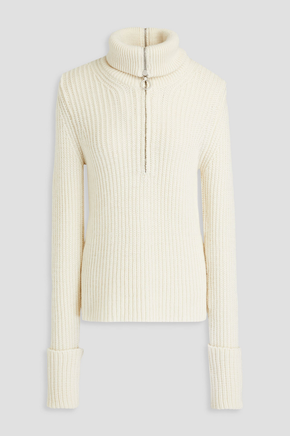 Philosophy Di Lorenzo Serafini Ribbed Wool Half-zip Jumper In Ivory