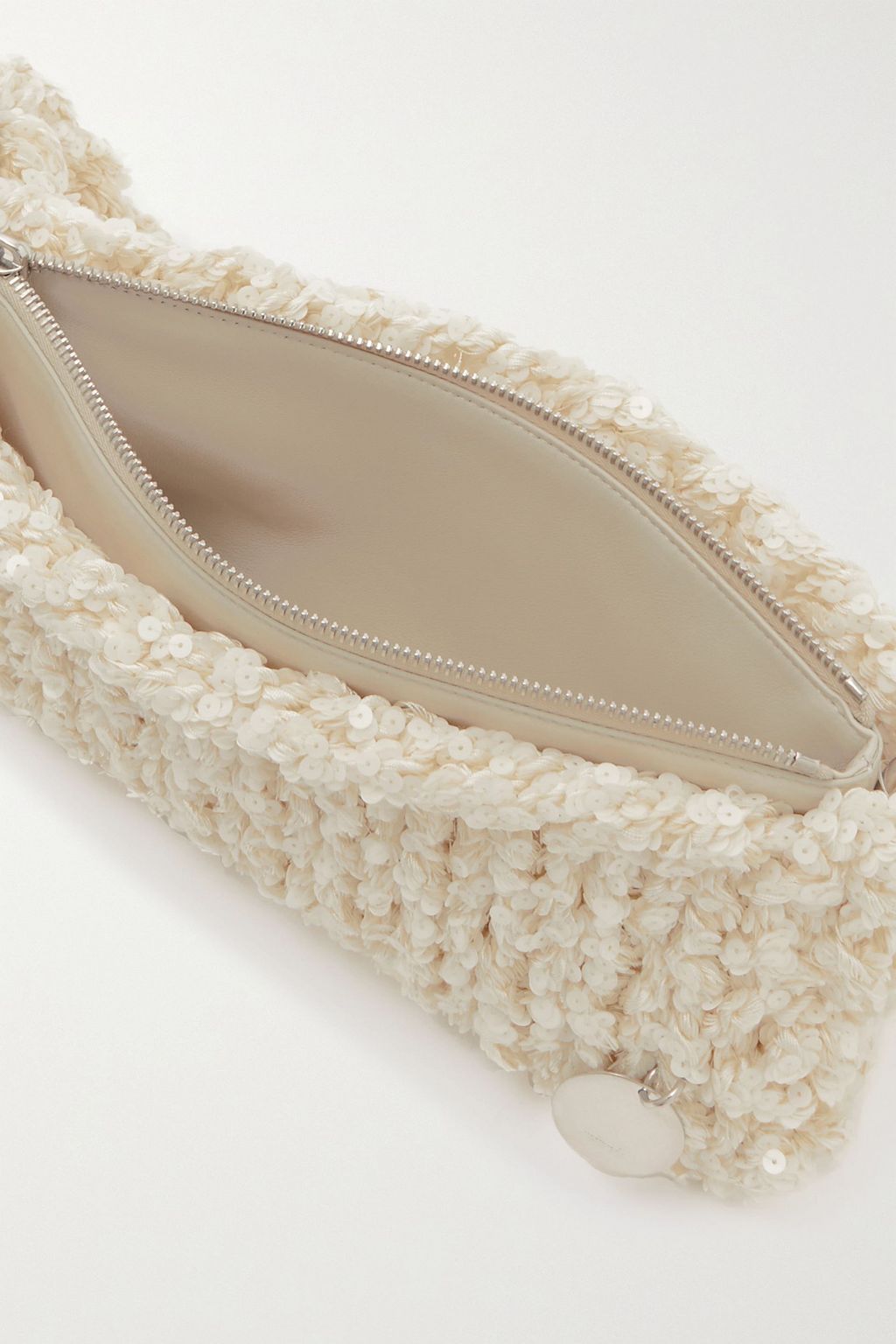 JIL SANDER حقيبة كتف من الجلد وحبال مزينة بأقراص براقة