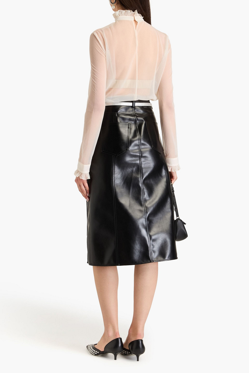 Shop Philosophy Di Lorenzo Serafini Ruffled Georgette Blouse In Cream