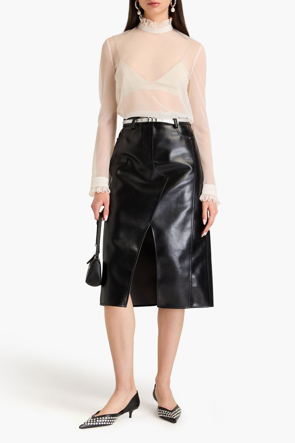 Shop Philosophy Di Lorenzo Serafini Ruffled Georgette Blouse In Cream
