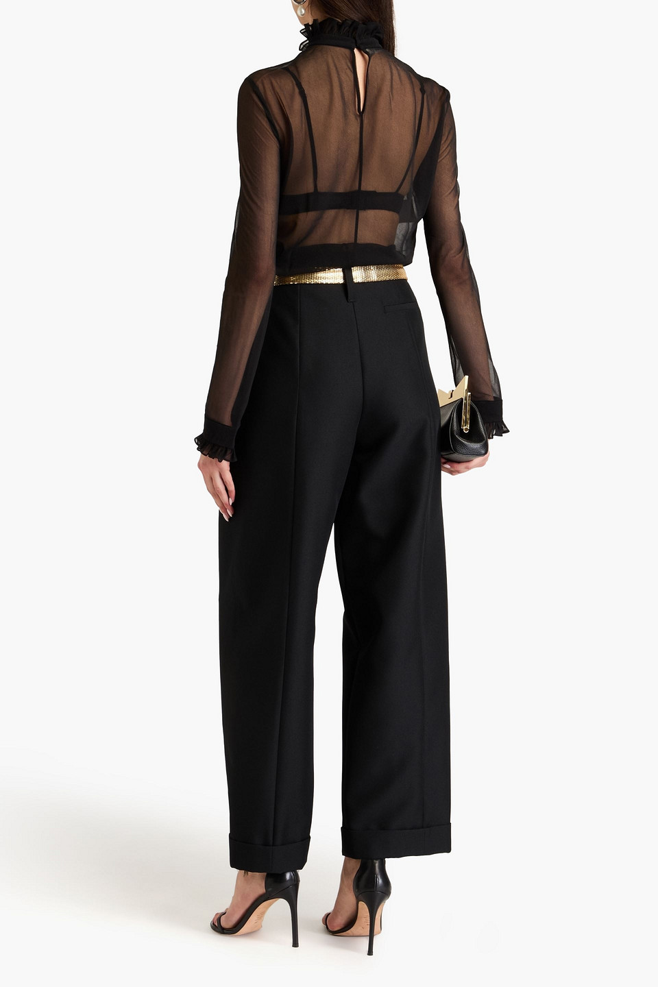 Philosophy Di Lorenzo Serafini Ruffled Georgette Blouse In Black