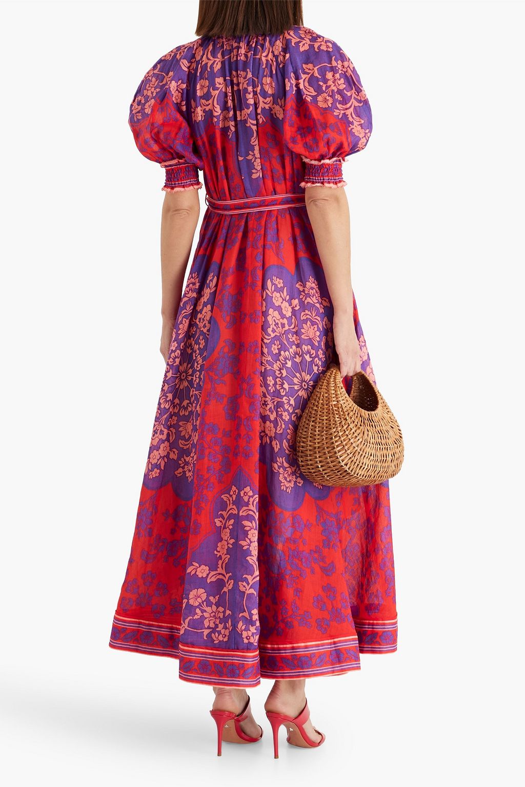 ZIMMERMANN Raie Swing belted printed ramie maxi dress