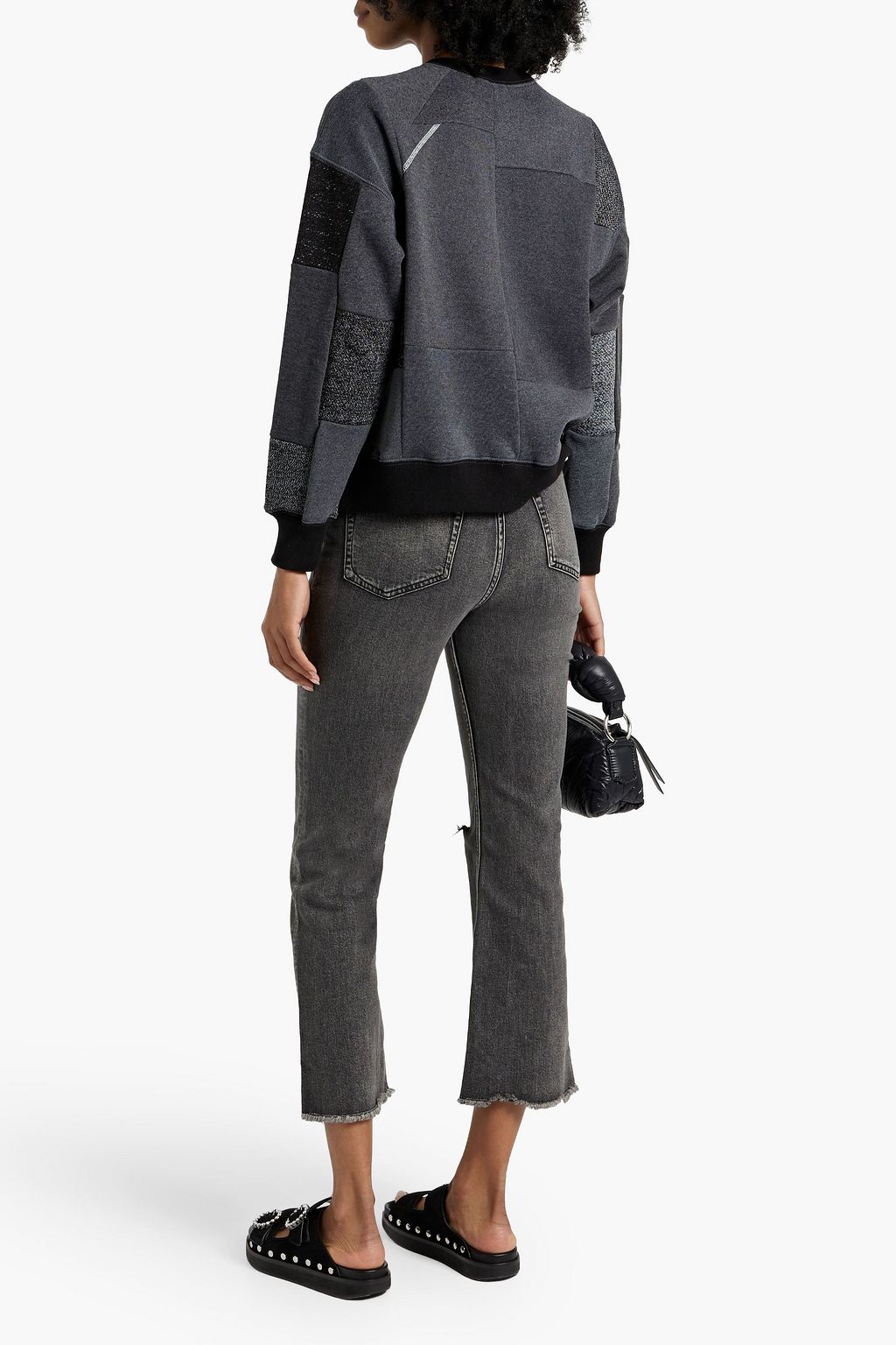 RE/DONE Patchwork printed cotton-fleece sweatshirt