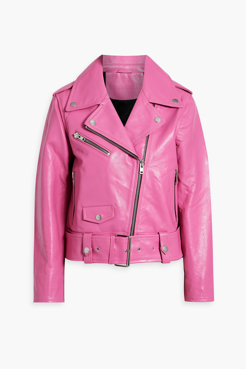 Stand Studio Icon Leather Biker Jacket In Bubblegum