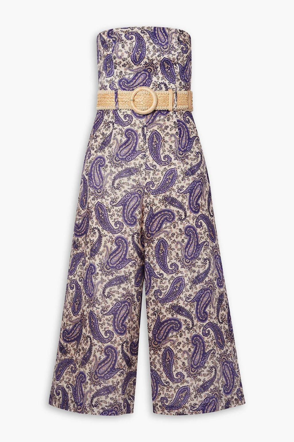 ZIMMERMANN Devi strapless belted cropped paisley-print linen