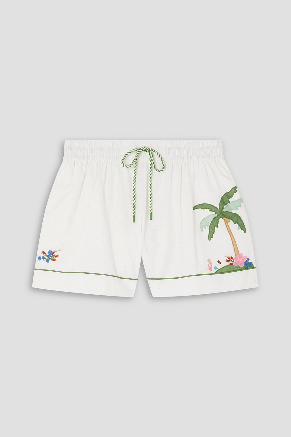 Zimmermann Clover Appliquéd Cotton Shorts In White