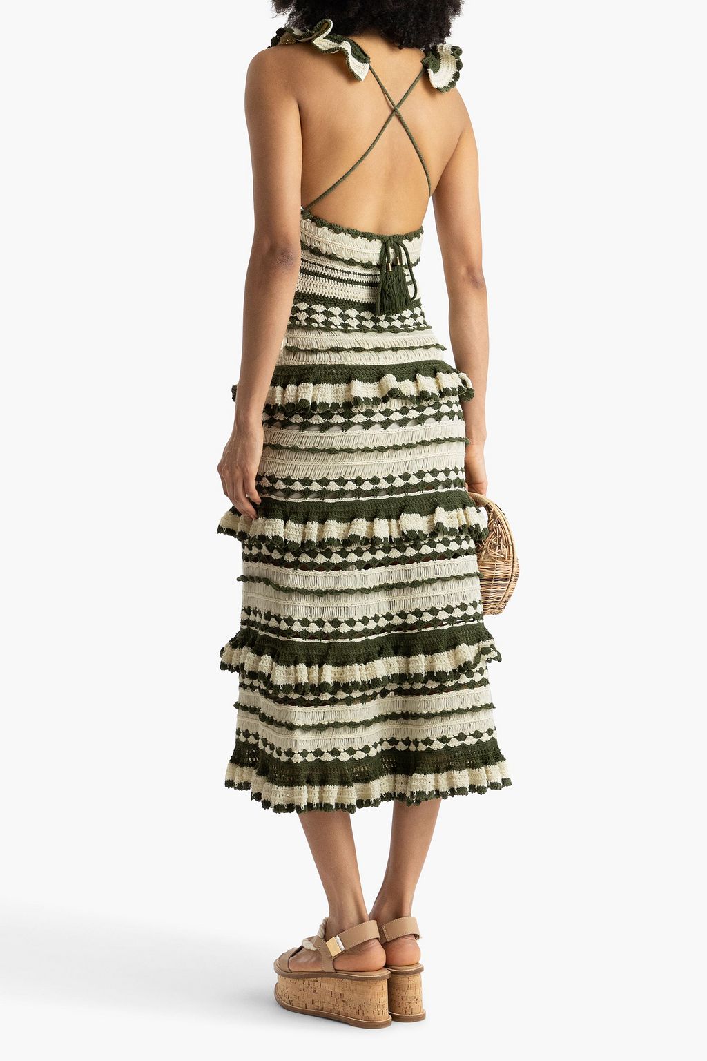 ZIMMERMANN Devi ruffled crocheted cotton midi dress