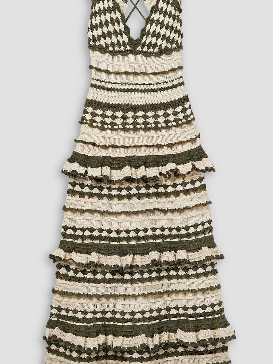 devi ruffled crocheted cotton midi dress