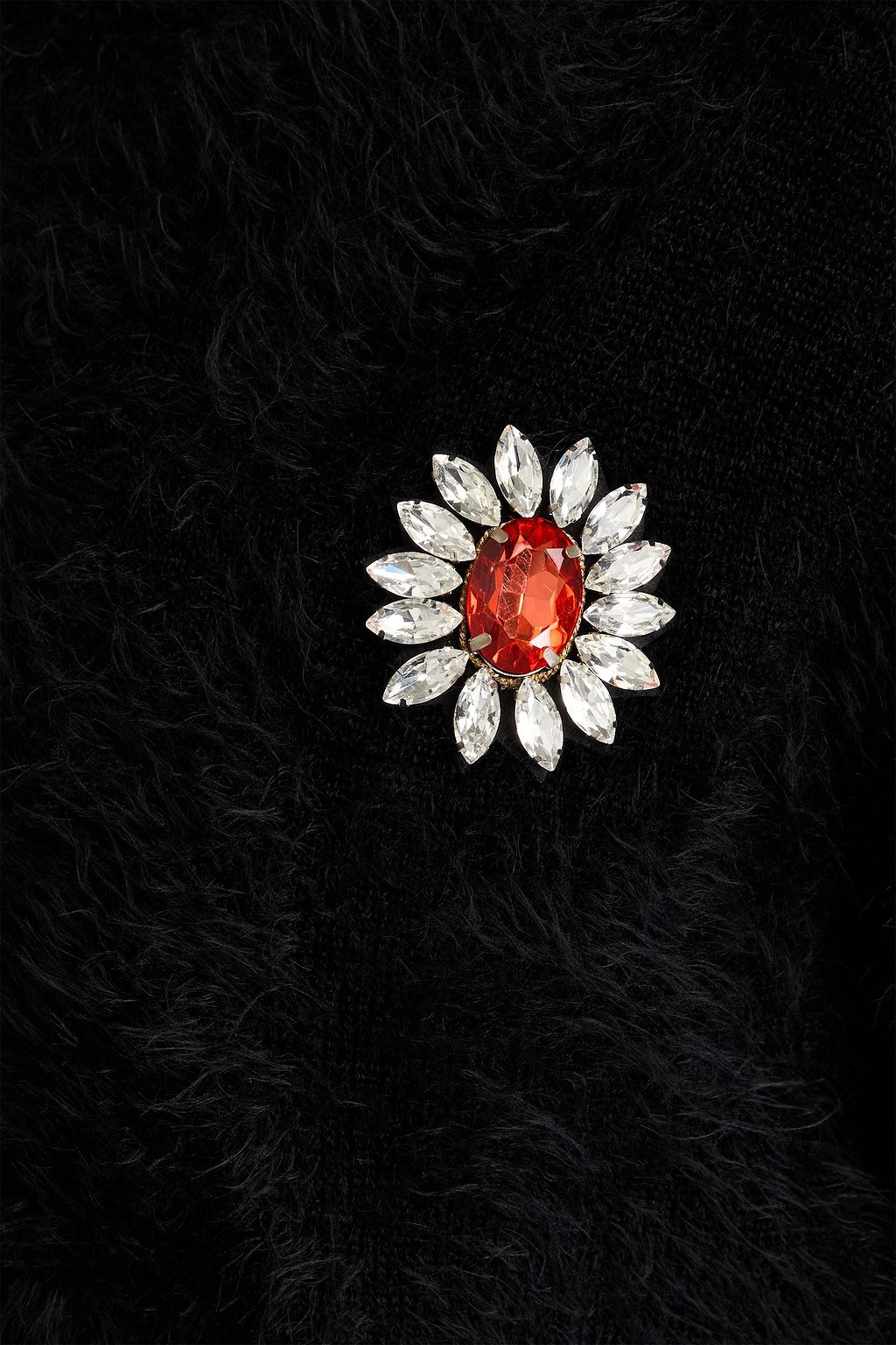 MOSCHINO كنزة رياضية محبوكة وممشّطة ومزينة بالكريستال
