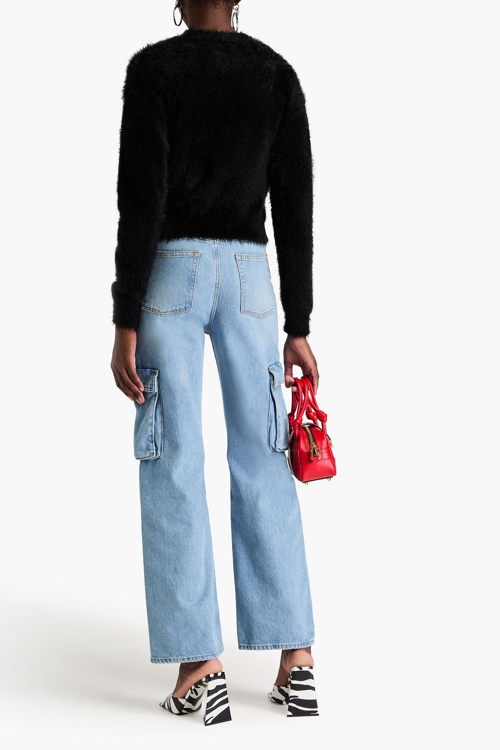 MOSCHINO كنزة رياضية محبوكة وممشّطة ومزينة بالكريستال