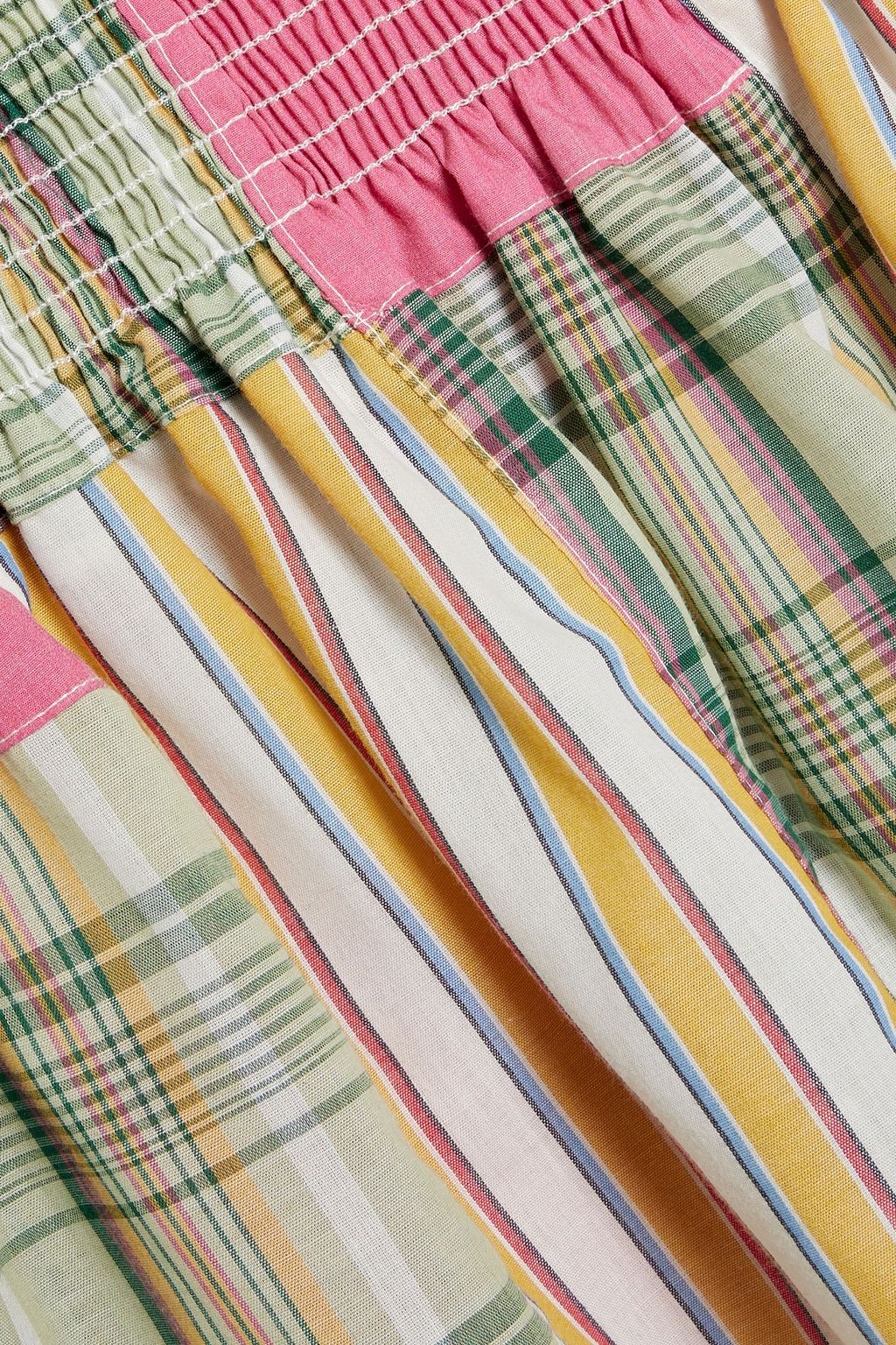 RE/DONE 70s shirred patchwork checked cotton top