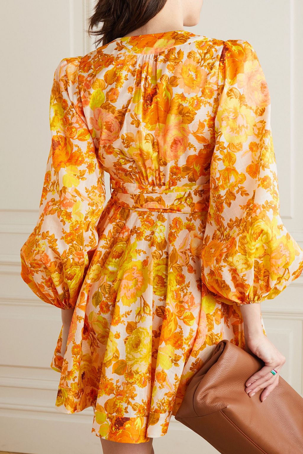 ZIMMERMANN Raie belted floral-print cotton-poplin mini wrap dress