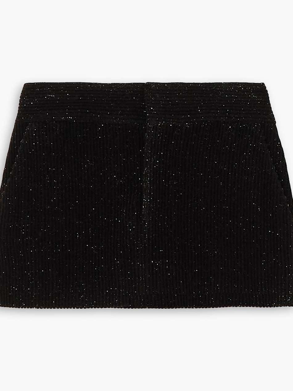 metallic ribbed corduroy mini skirt