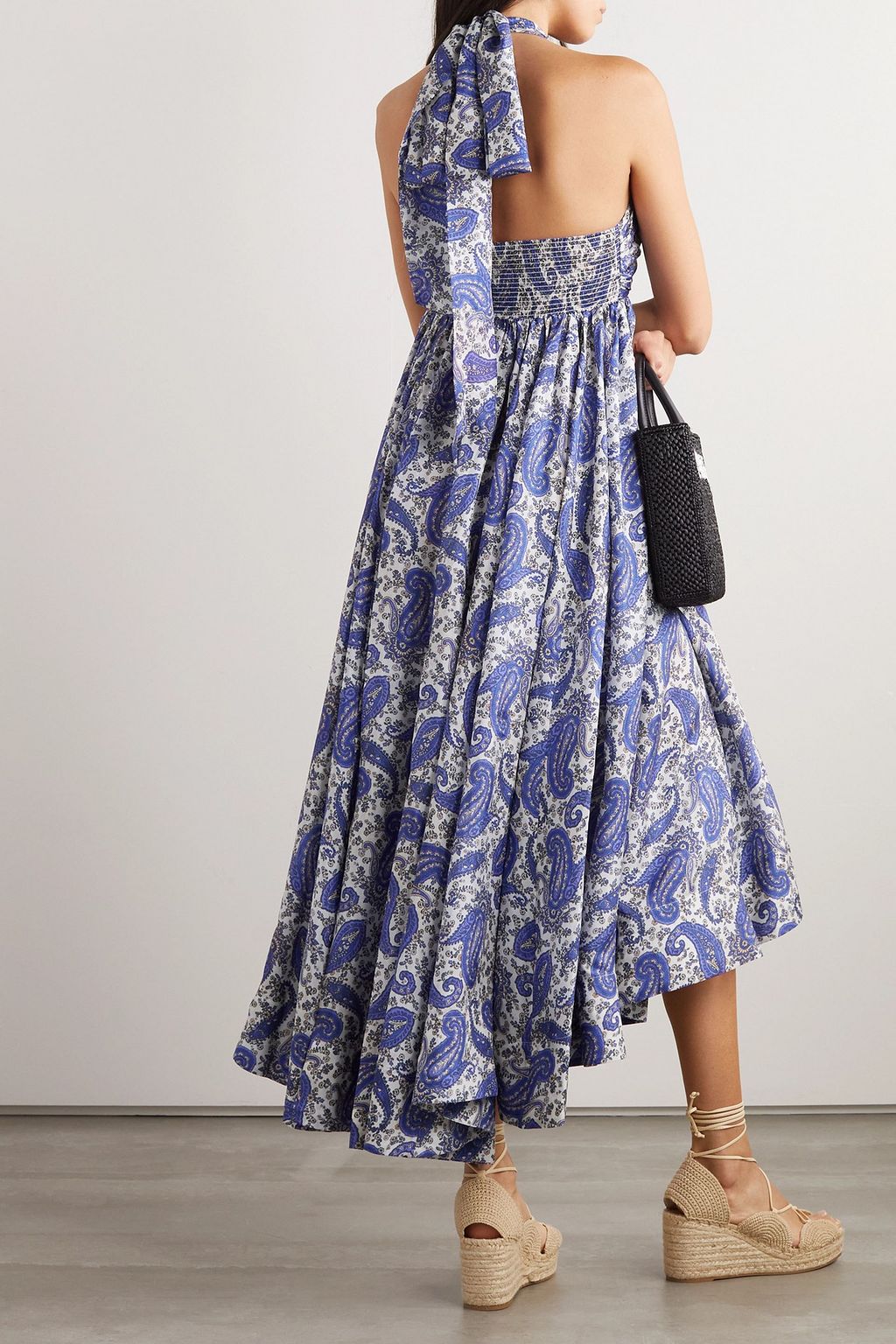 ZIMMERMANN Devi pleated paisley-print silk halterneck midi dress