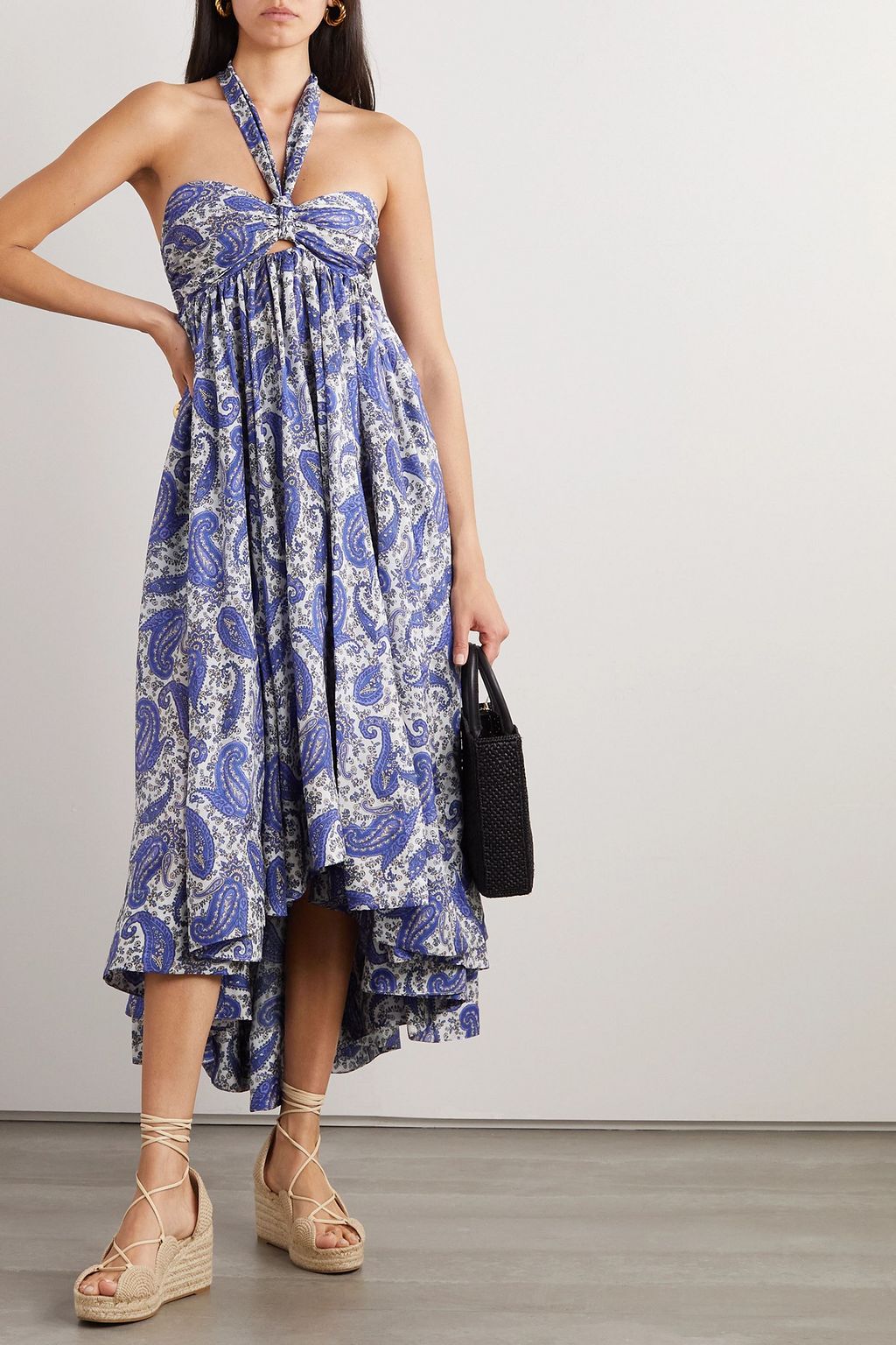 ZIMMERMANN Devi pleated paisley-print silk halterneck midi dress