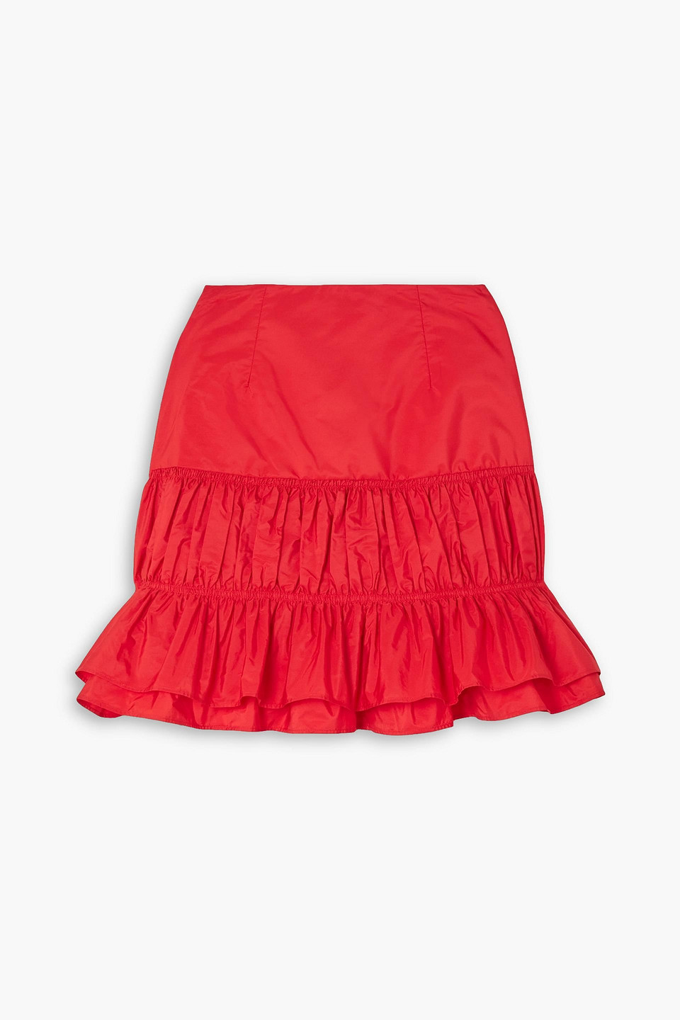 Molly Goddard Carol Tiered Ruffled Taffeta Mini Skirt In Red