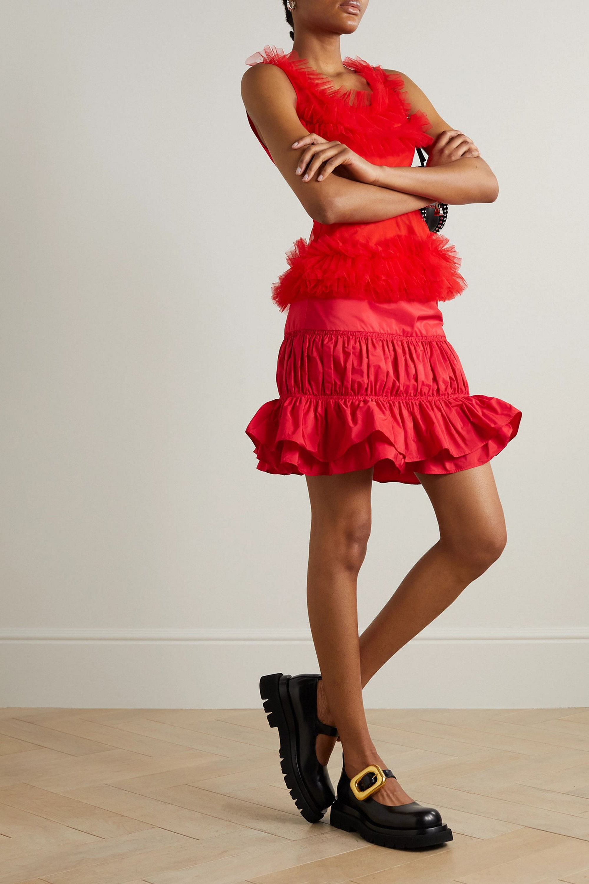 Molly Goddard Carol tiered ruffled taffeta mini skirt