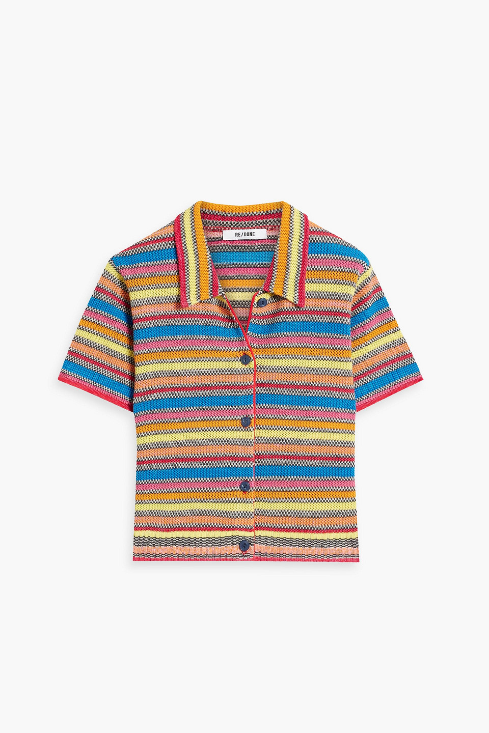 Re/done Cropped Striped Linen And Cotton-blend Cardigan In Multicolor
