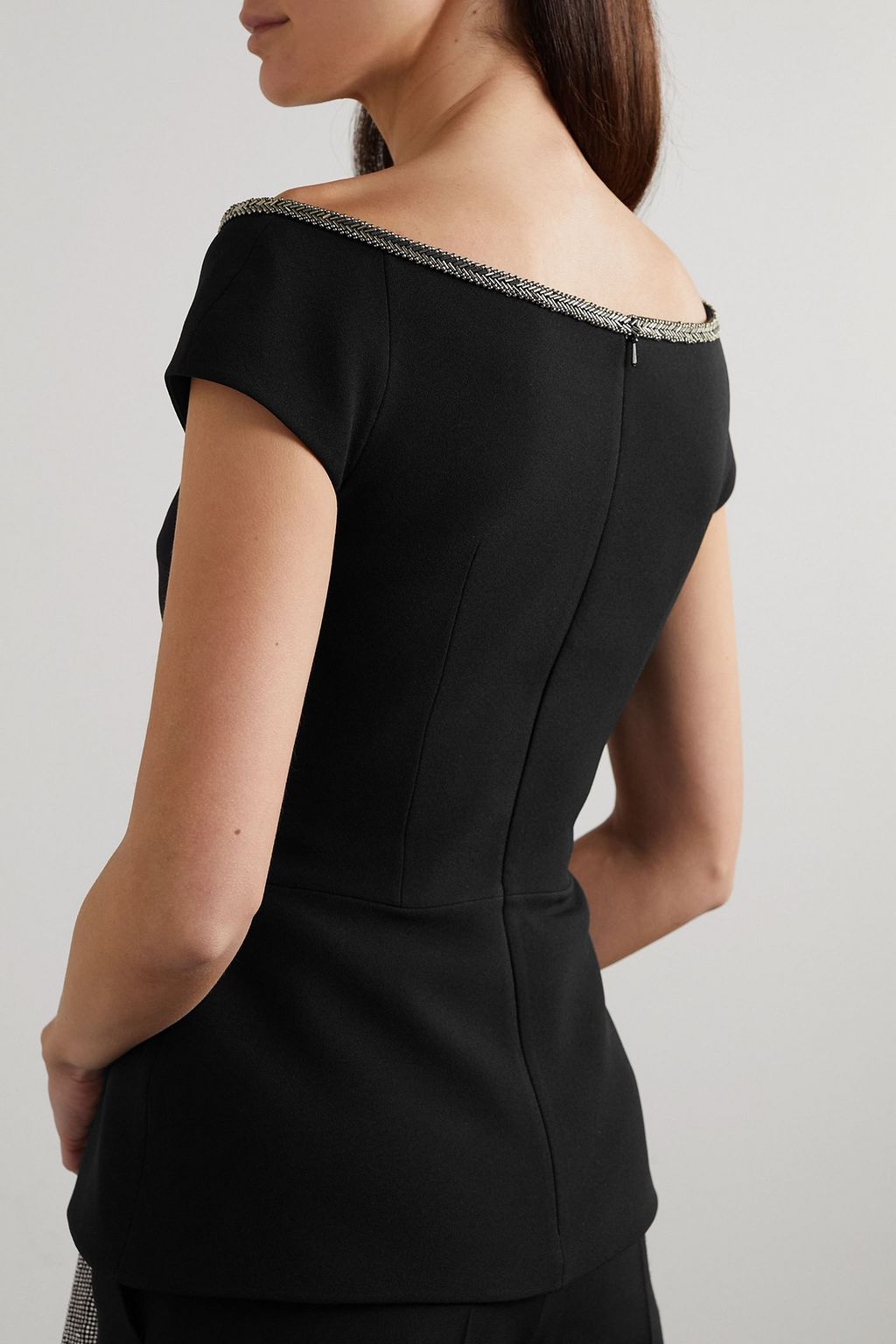 SAFIYAA Xena embellished off-the-shoulder crepe top