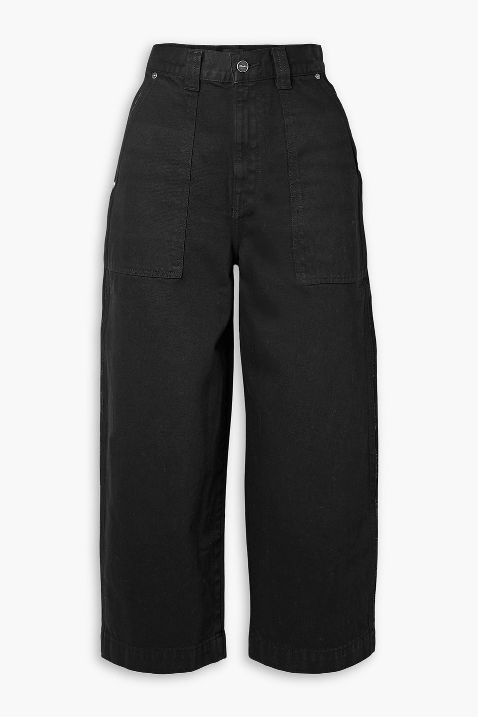 Khaite Hewey Cropped High-rise Wide-leg Jeans In Black