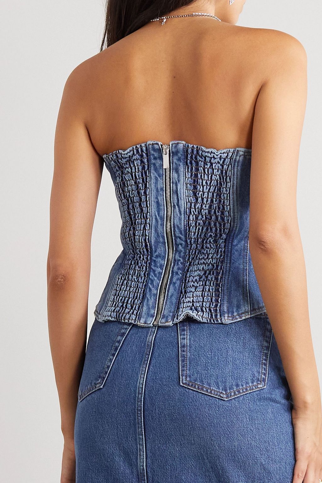 MAGDA BUTRYM Strapless denim bustier top