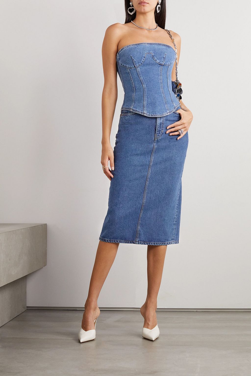 MAGDA BUTRYM Strapless denim bustier top