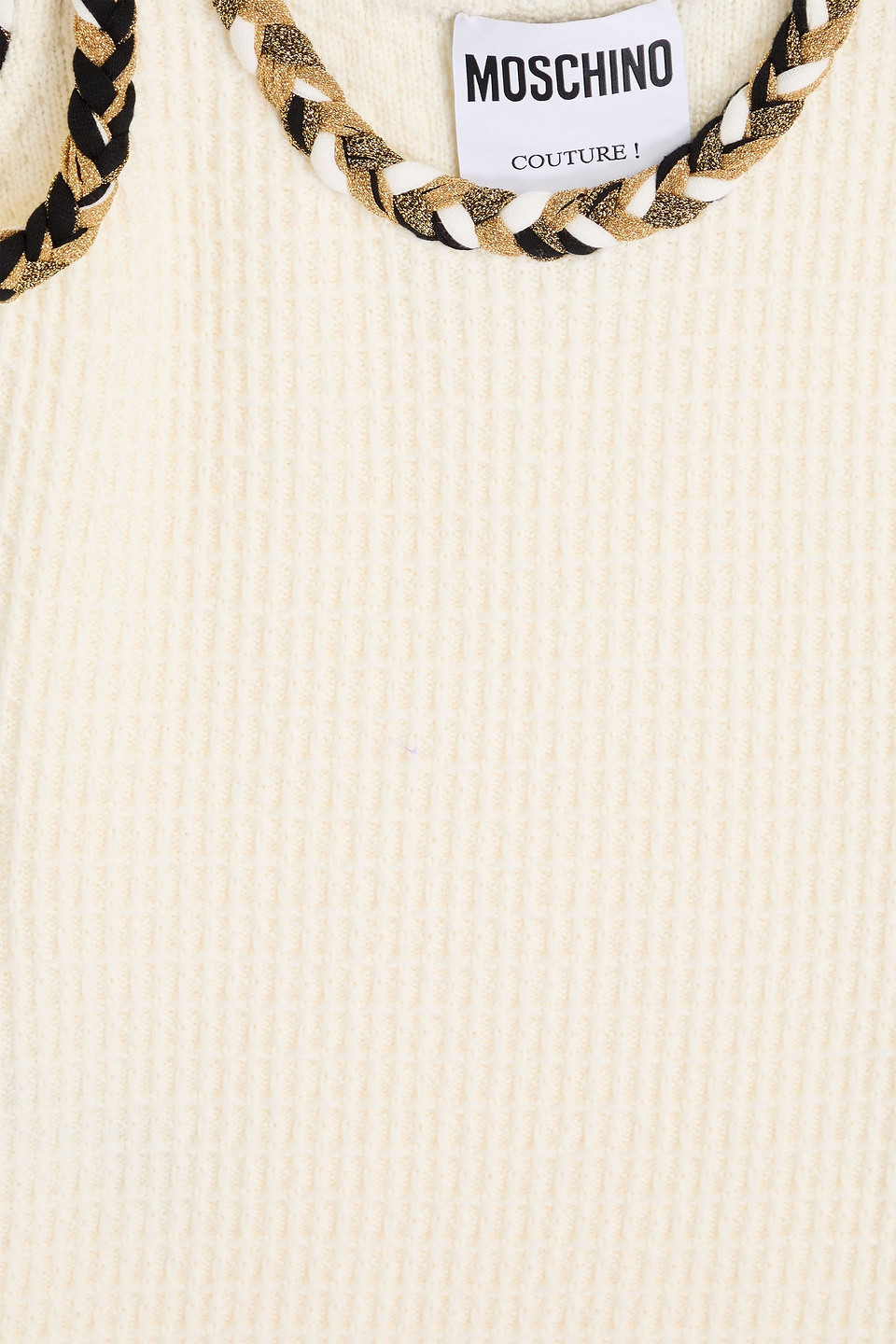 MOSCHINO METALLIC WAFFLE-KNIT WOOL MINI DRESS