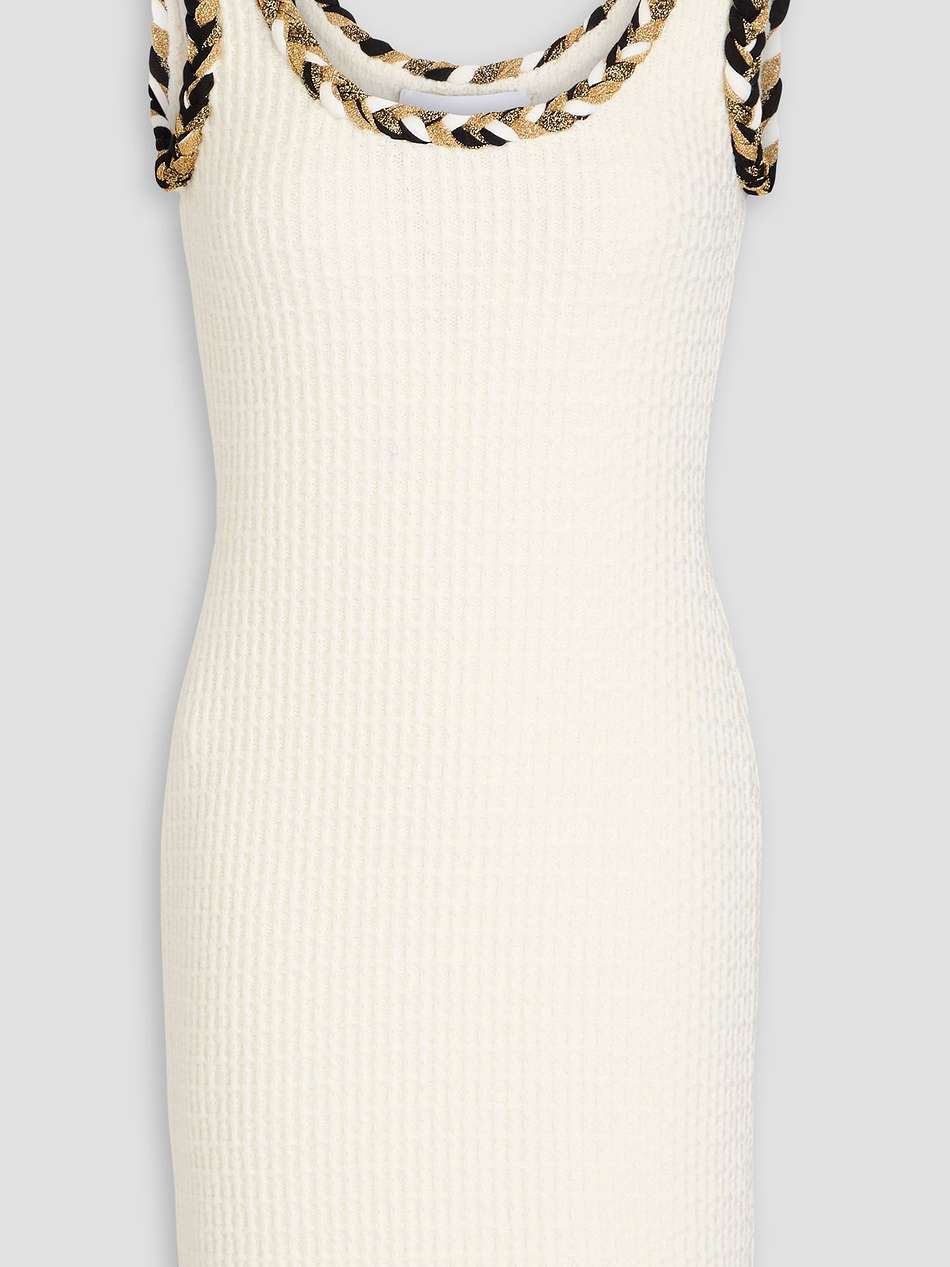 metallic waffle-knit wool mini dress