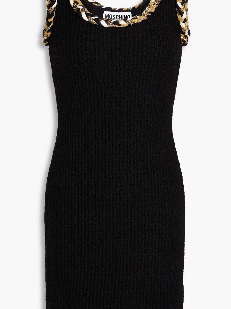 metallic waffle-knit wool mini dress