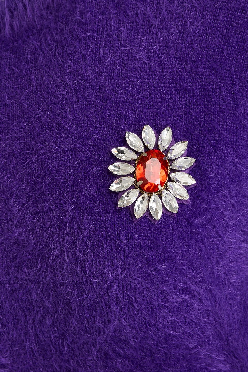 Moschino Crystal-embellished Brushed Knitted Sweater In Purple